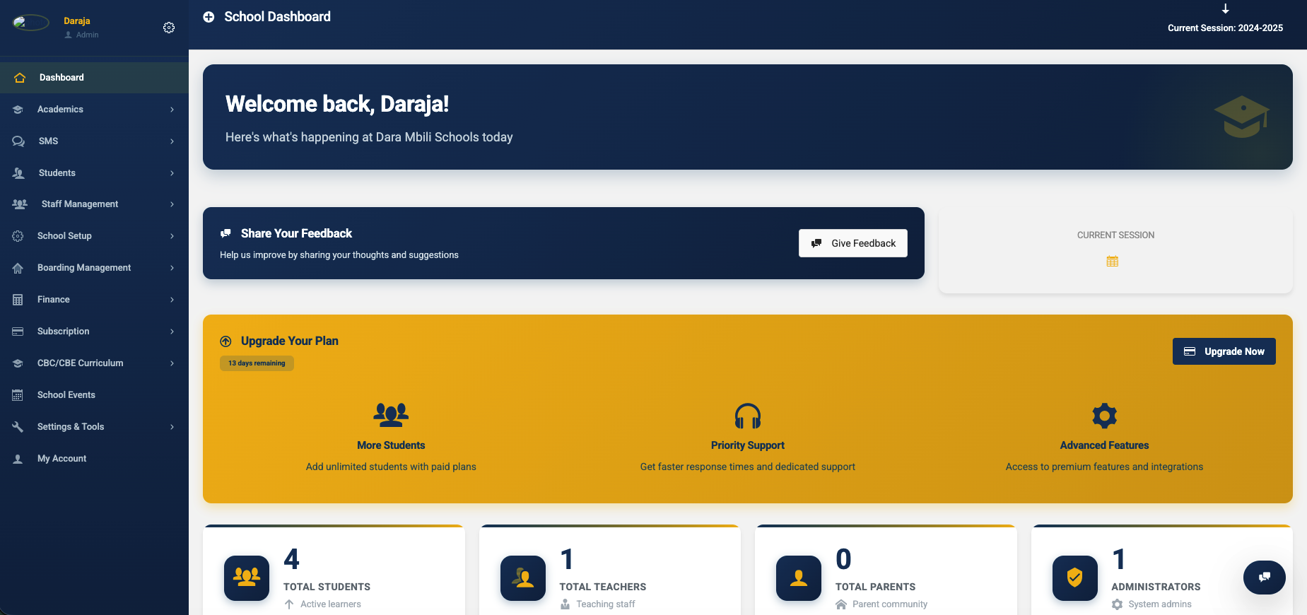 Tenant Dashboard Sample